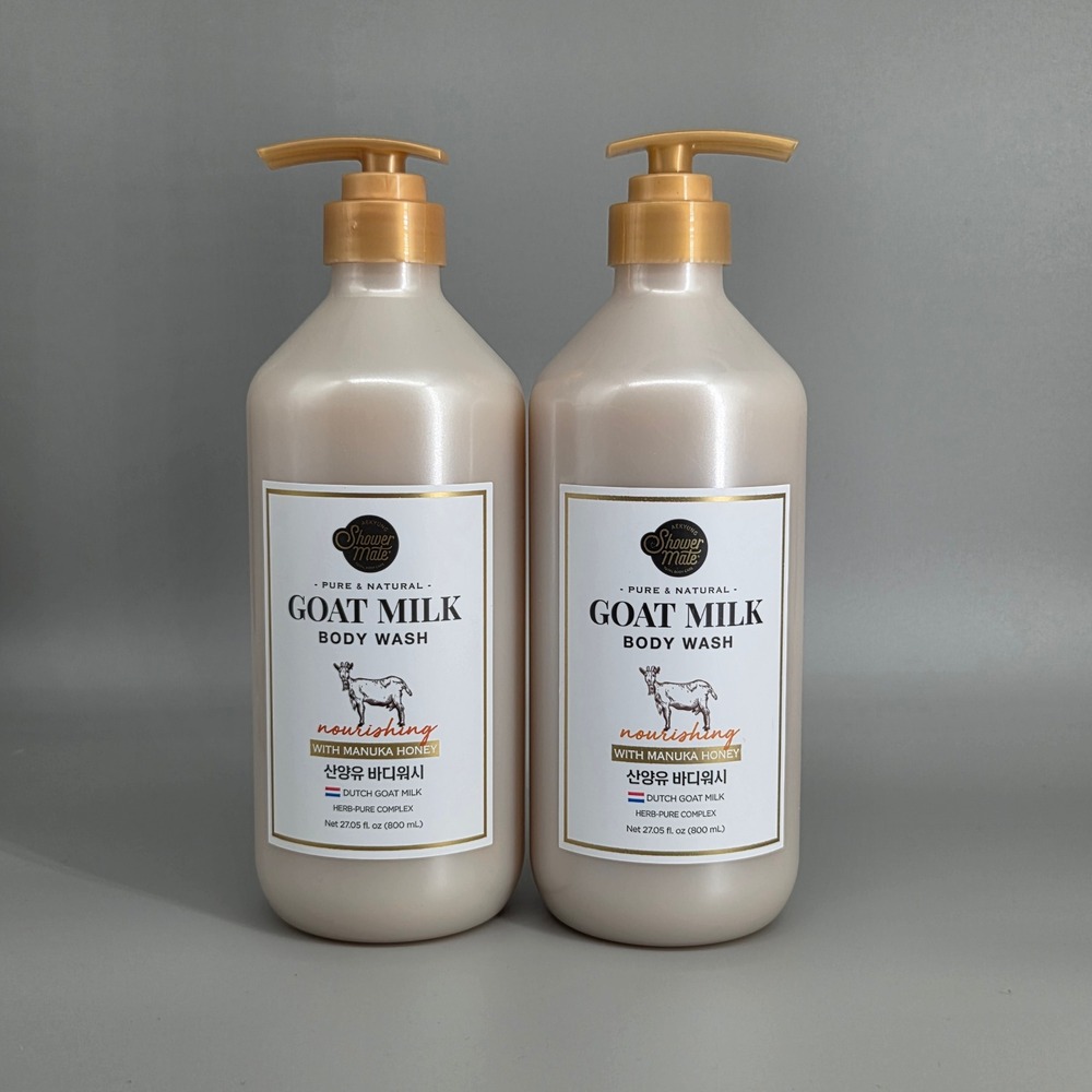 Shower Mate Goat Milk Body Wash Unisex 27oz 2pk Manuka Honey Nourishing K Beauty